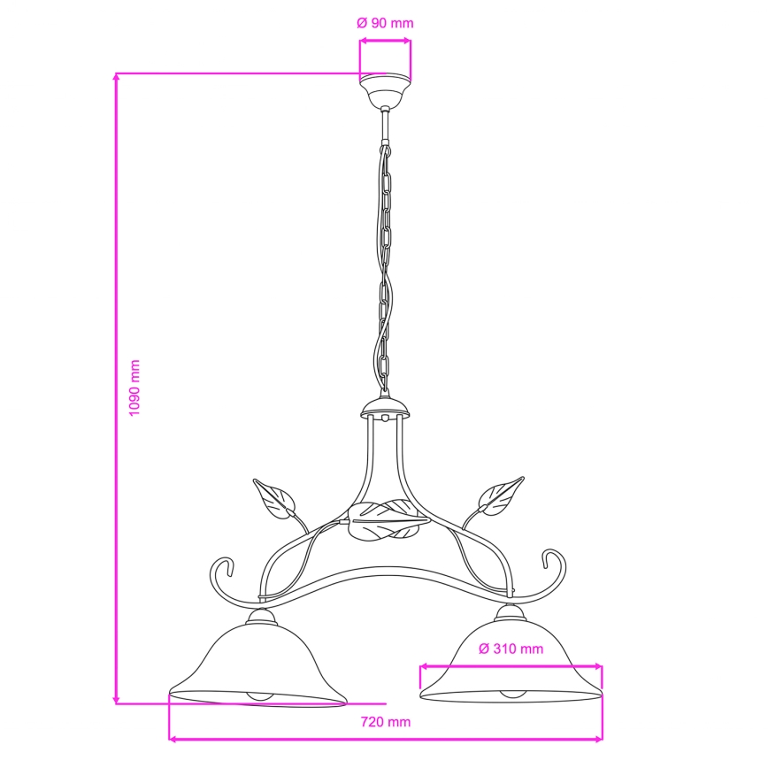 ONLI - Luster na lancu MIRANDA 2xE27/22W/230V
