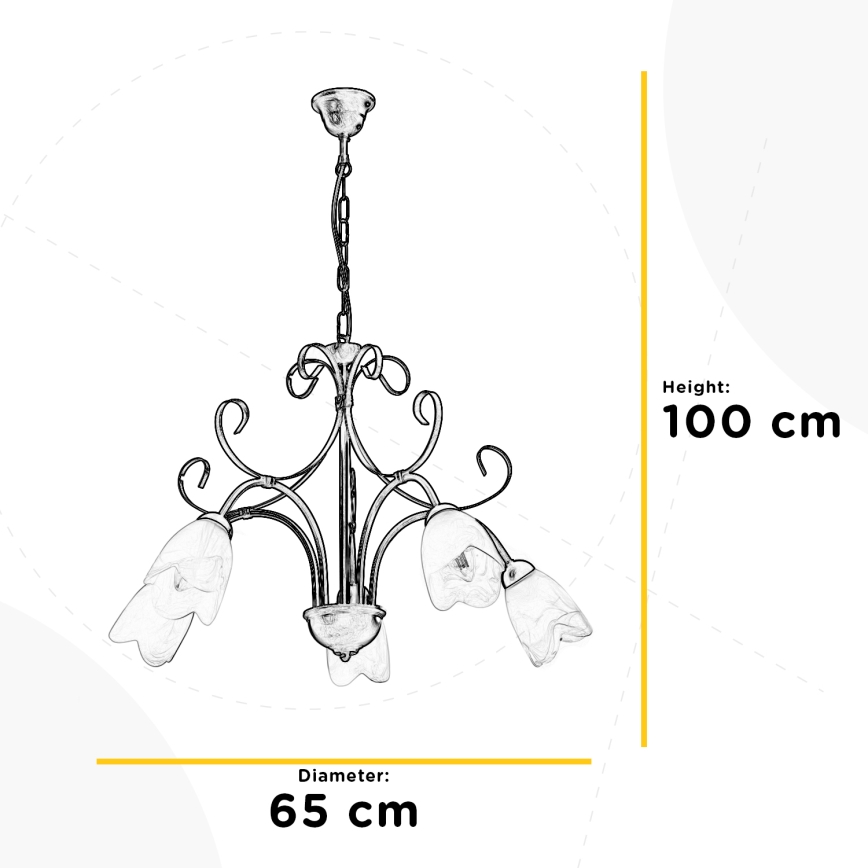 ONLI - Luster na lancu ODINO 5xE14/6W/230V