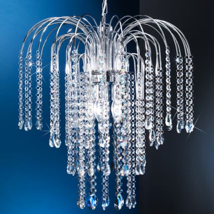 ONLI - Luster na lancu PIOGGIA 5xE14/6W/230V sjajni krom