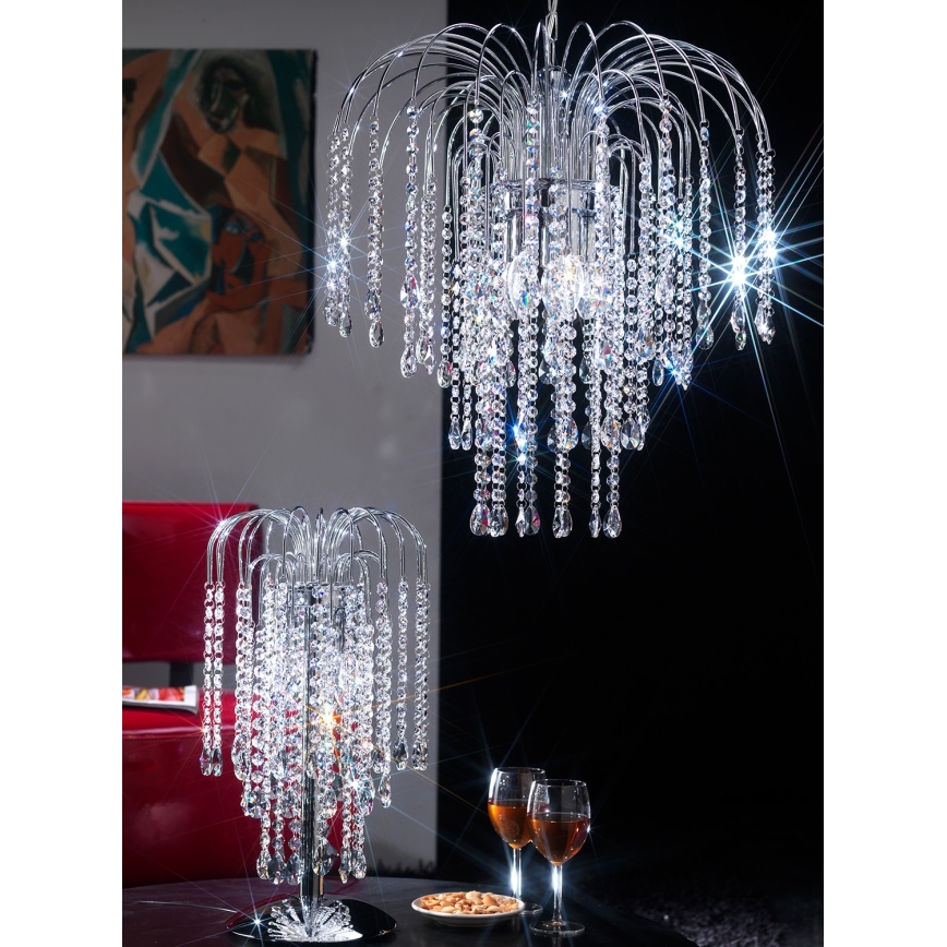 ONLI - Luster na lancu PIOGGIA 5xE14/6W/230V sjajni krom