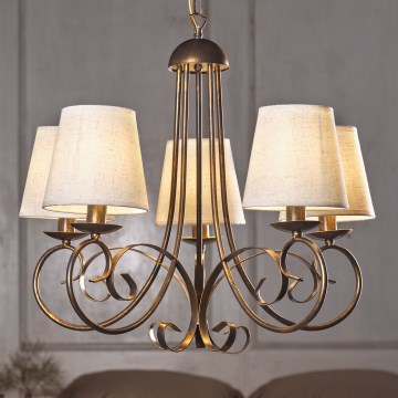 ONLI - Luster na lancu POMPEI 5xE14/6W/230V brončana