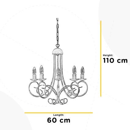 ONLI - Luster na lancu POMPEI 5xE14/6W/320V krem