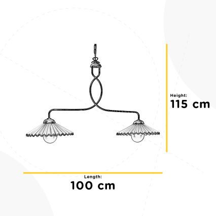 ONLI - Luster na lancu ROSINA 2xE27/22W/230V brončana