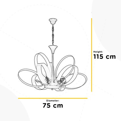 ONLI - Luster na lancu SERENA 6xE14/6W/230V bijela
