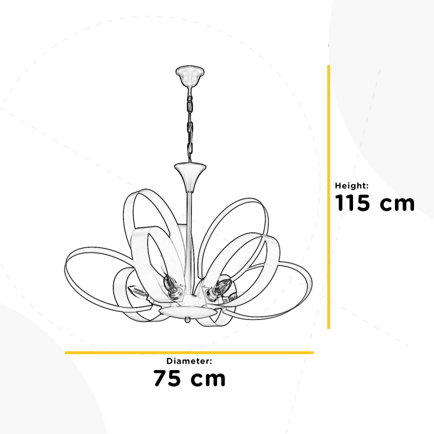 ONLI - Luster na lancu SERENA 6xE14/6W/230V bijela