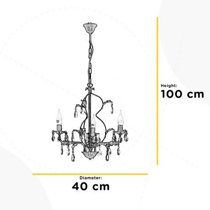 ONLI - Luster na lancu TERESA 3xE14/6W/230V brončana