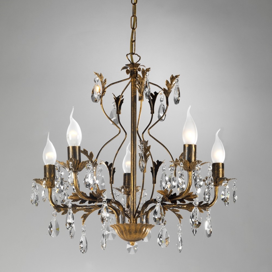 ONLI - Luster na lancu TERESA 5xE14/6W/230V brončana