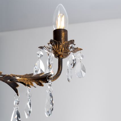 ONLI - Luster na lancu TERESA 5xE14/6W/230V brončana