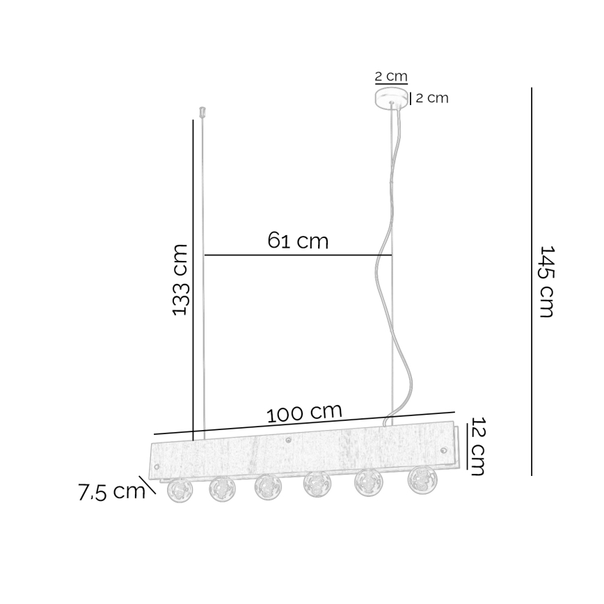 ONLI - Luster na sajli ARGO 6xE27/22W/230V bež