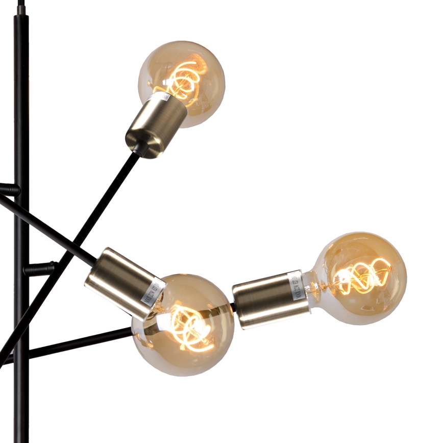 ONLI - Luster na sajli CROSS 6xE27/22W/230V crna/mesing