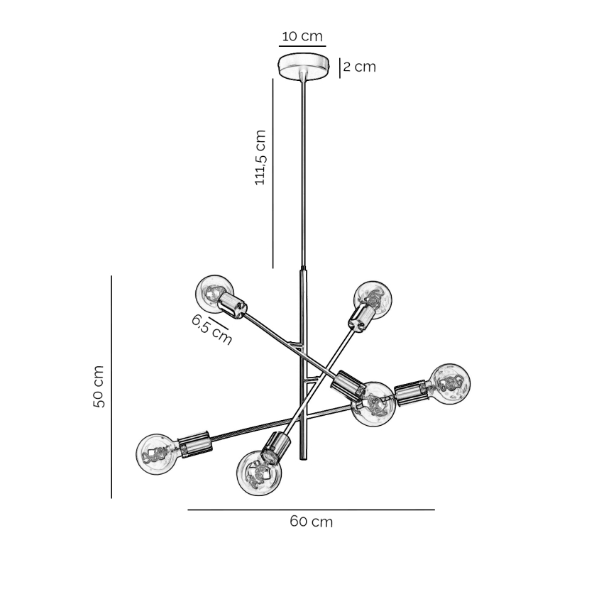ONLI - Luster na sajli CROSS 6xE27/22W/230V crna/mesing