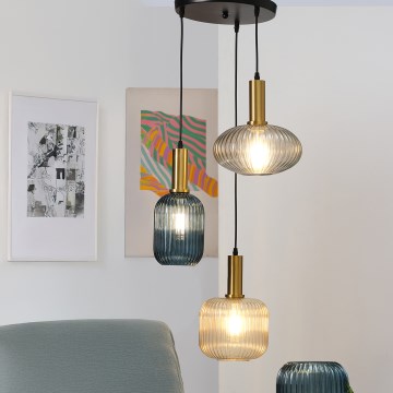 ONLI - Luster na sajli DOROTY 1xE27/22W/230V plava/zlatna