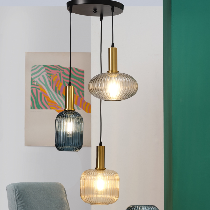 ONLI - Luster na sajli DOROTY 1xE27/22W/230V plava/zlatna
