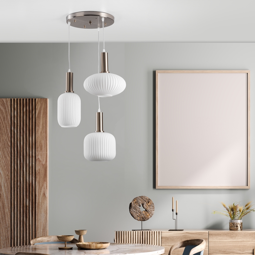 ONLI - Luster na sajli DOROTY 3xE27/15W/230V bijela/sjajni krom
