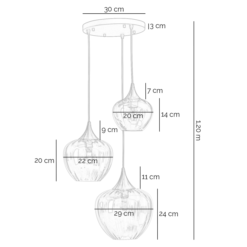 ONLI - Luster na sajli ELIDE 3xE27/15W/230V crna/bakrena