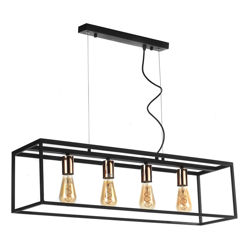 ONLI - Luster na sajli FLOKI 4xE27/15W/230V crna/bakrena