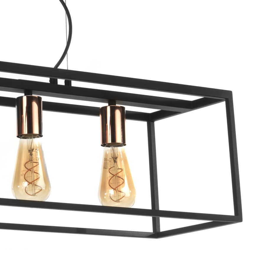 ONLI - Luster na sajli FLOKI 4xE27/15W/230V crna/bakrena