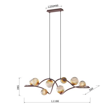 ONLI - Luster na sajli FRIDA 8xG9/10W/230V bakrena