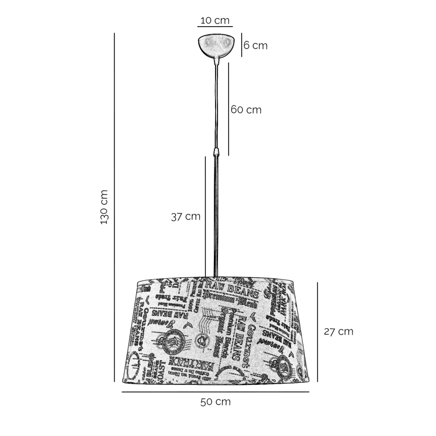 ONLI - Luster na sajli MAIDA 1xE27/15W/230V pr. 50 cm smeđa