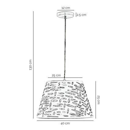 ONLI - Luster na sajli RICKY 1xE27/15W/230V pr. 40 cm bijela