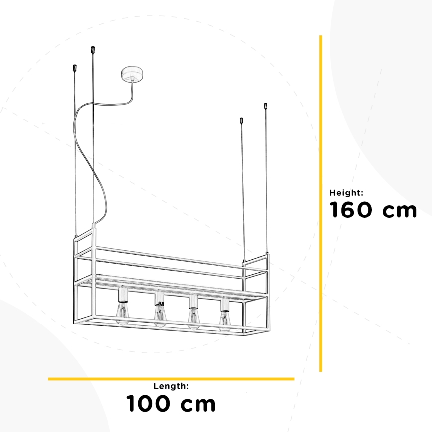 ONLI - Luster na sajli s policom JEFFER 4xE27/22W/230V bijela