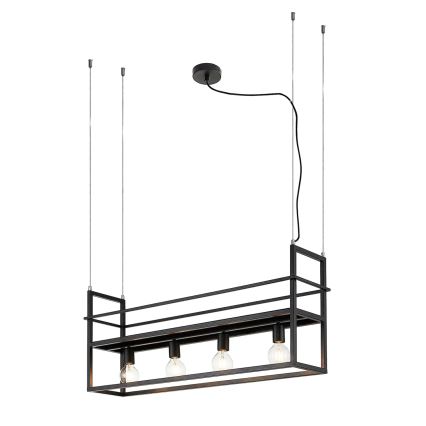 ONLI - Luster na sajli s policom JEFFER 4xE27/22W/230V crna