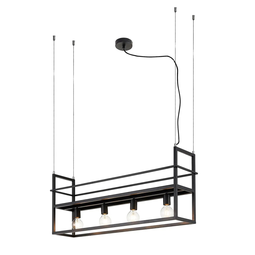 ONLI - Luster na sajli s policom JEFFER 4xE27/22W/230V crna