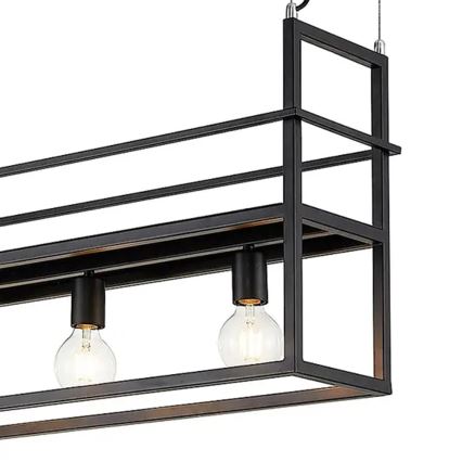 ONLI - Luster na sajli s policom JEFFER 4xE27/22W/230V crna