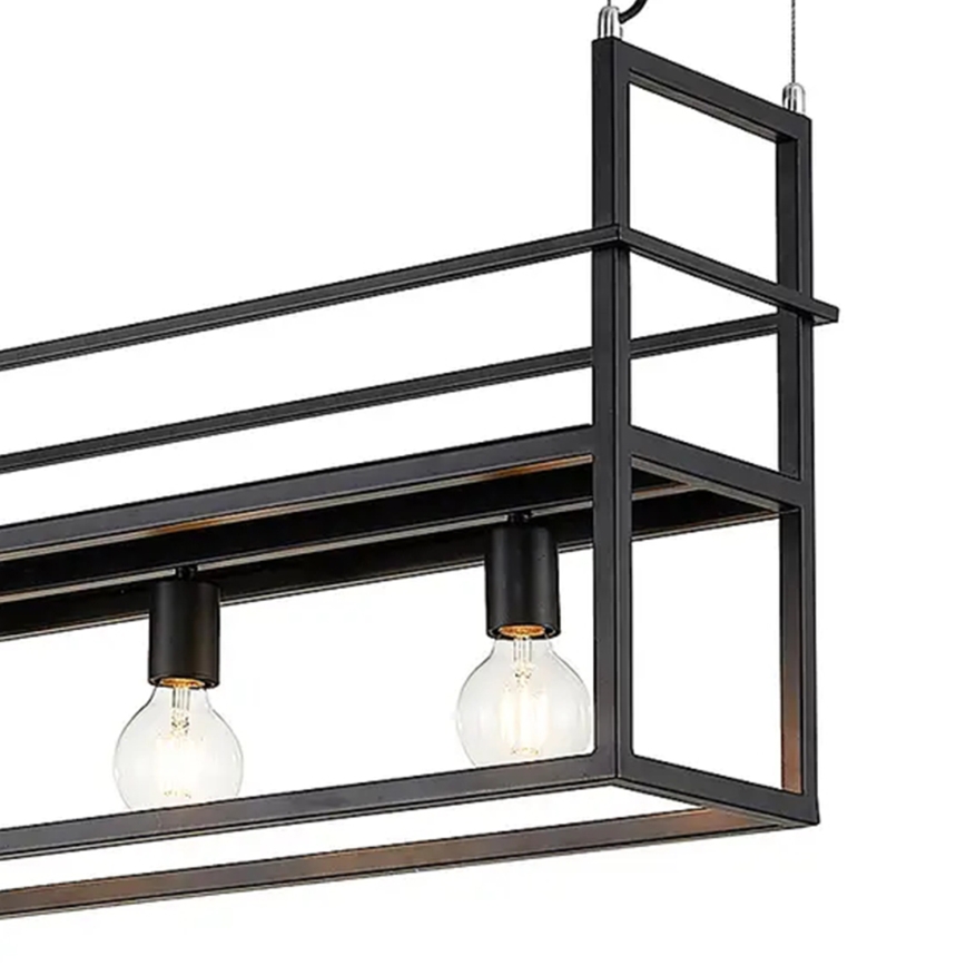 ONLI - Luster na sajli s policom JEFFER 4xE27/22W/230V crna