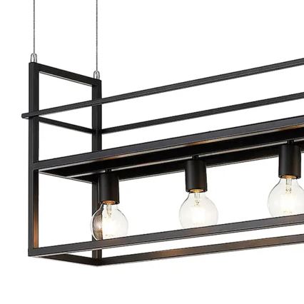 ONLI - Luster na sajli s policom JEFFER 4xE27/22W/230V crna