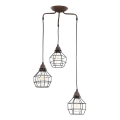 ONLI - Luster na sajli SPIDER 3xE27/15W/230V crna/smeđa