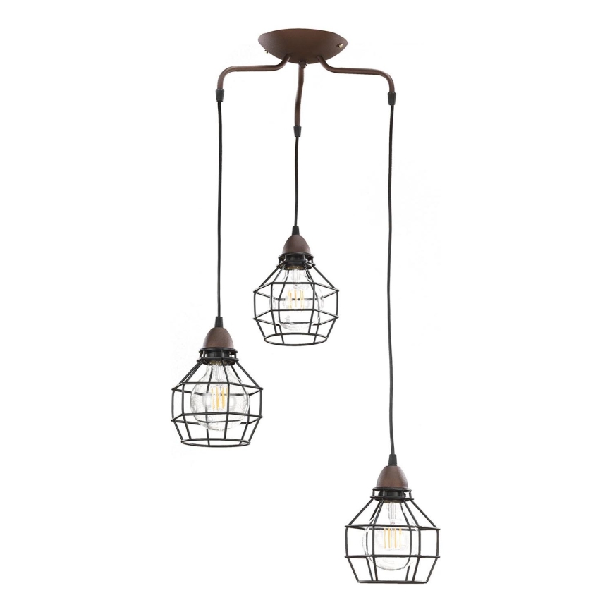 ONLI - Luster na sajli SPIDER 3xE27/15W/230V crna/smeđa