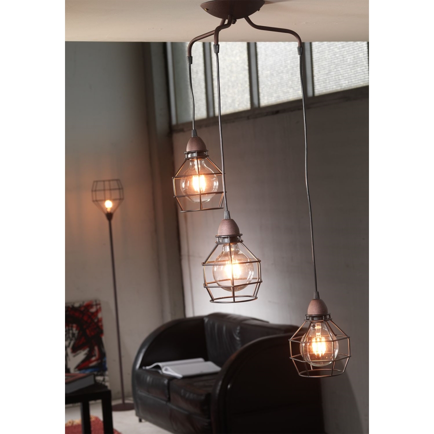ONLI - Luster na sajli SPIDER 3xE27/15W/230V crna/smeđa