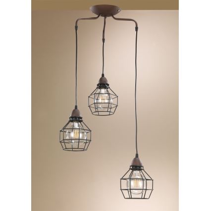 ONLI - Luster na sajli SPIDER 3xE27/15W/230V crna/smeđa