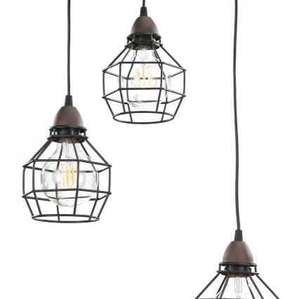 ONLI - Luster na sajli SPIDER 3xE27/15W/230V crna/smeđa