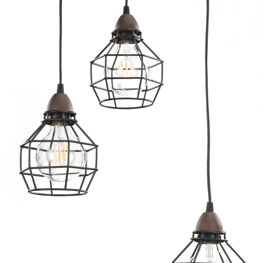 ONLI - Luster na sajli SPIDER 3xE27/15W/230V crna/smeđa