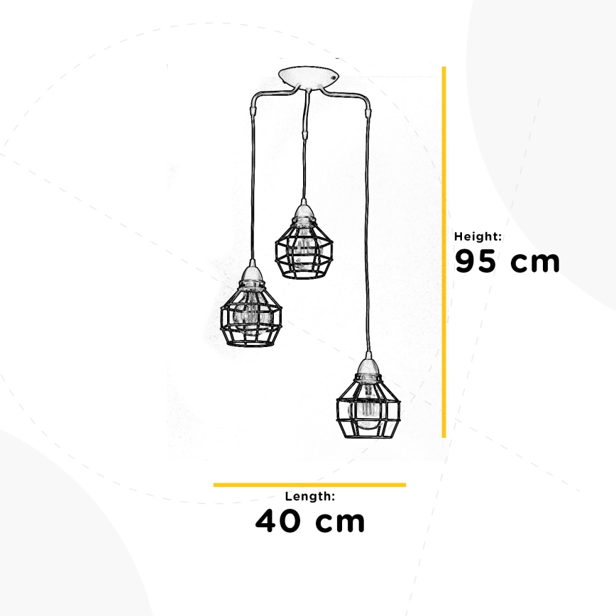 ONLI - Luster na sajli SPIDER 3xE27/15W/230V crna/smeđa