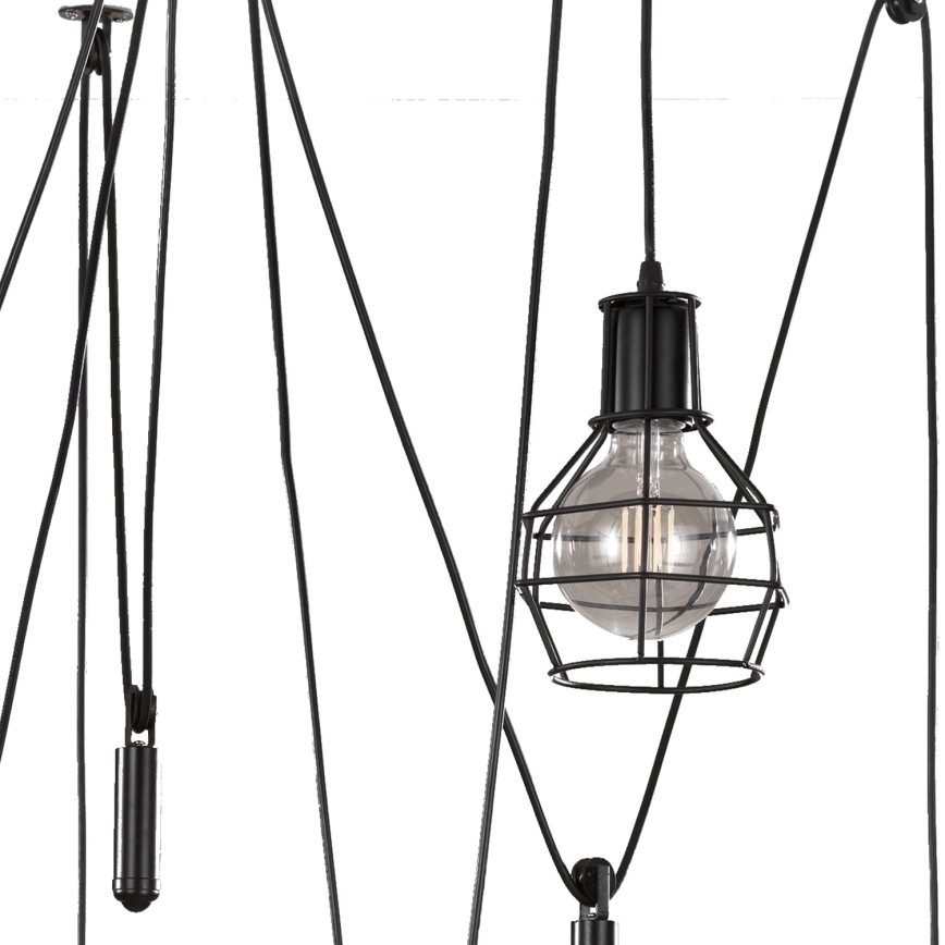 ONLI - Luster na sajli SPIDER 5xE27/15W/230V pauk crna