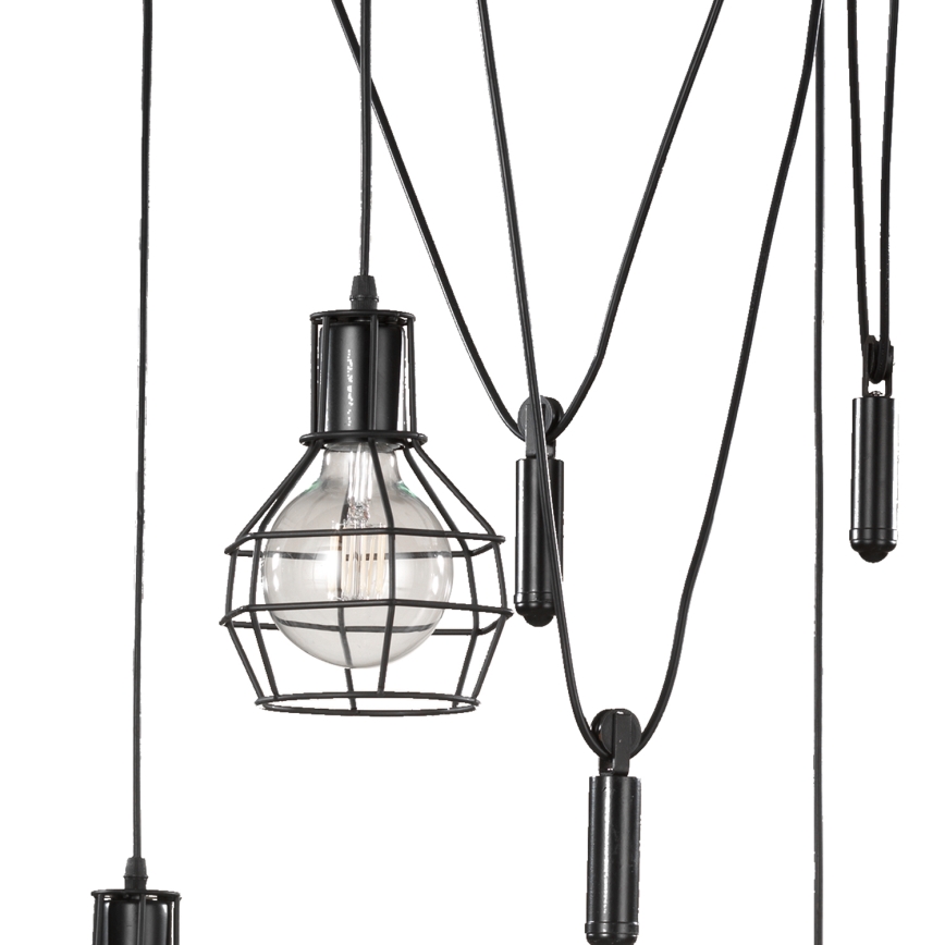 ONLI - Luster na sajli SPIDER 5xE27/15W/230V pauk crna