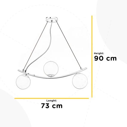 ONLI - Luster na sajli TRIO 3xE14/6W/230V crna