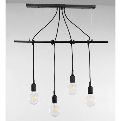 ONLI - Luster na sajli WIRE 4xE27/15W/230V crna