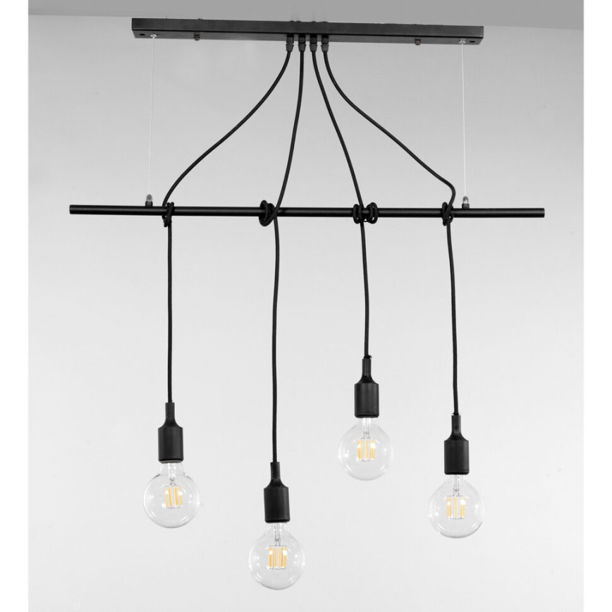 ONLI - Luster na sajli WIRE 4xE27/15W/230V crna