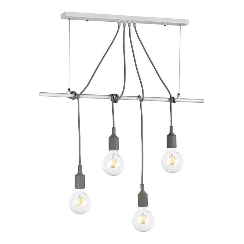 ONLI - Luster na sajli WIRE 4xE27/15W/230V siva/bijela