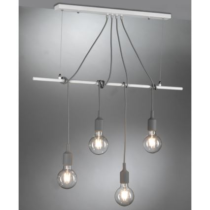 ONLI - Luster na sajli WIRE 4xE27/15W/230V siva/bijela