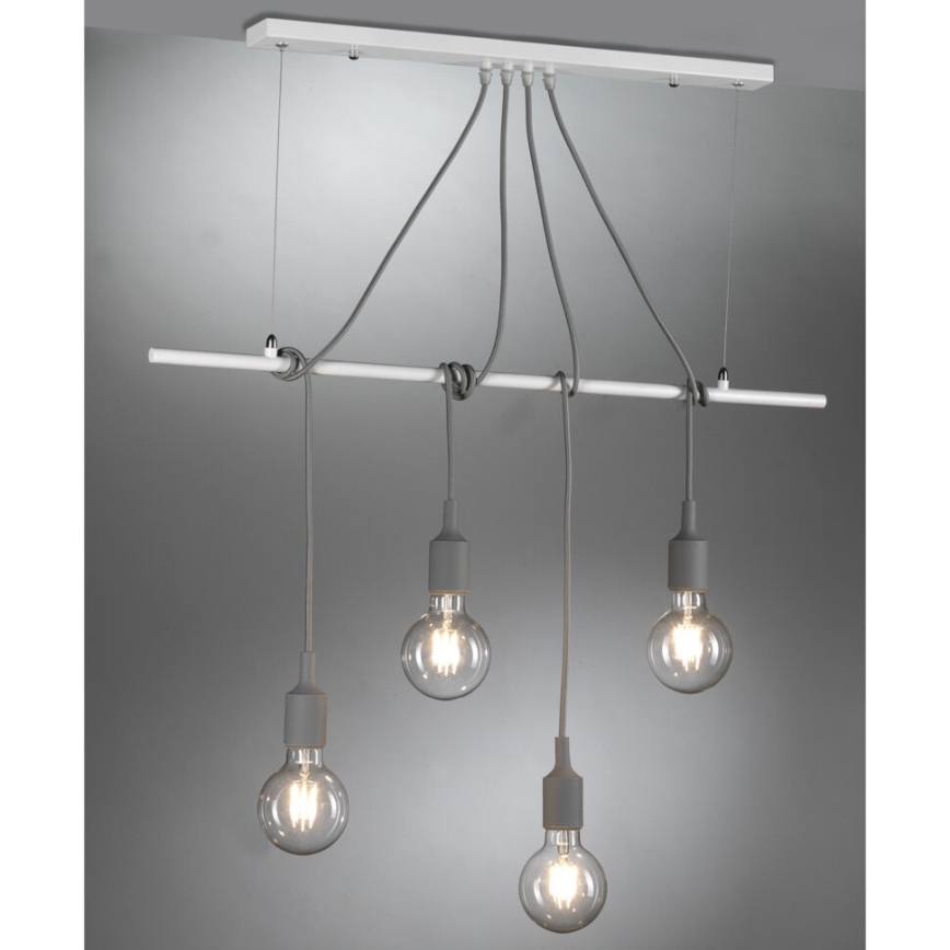 ONLI - Luster na sajli WIRE 4xE27/15W/230V siva/bijela
