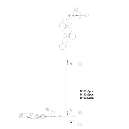 ONLI - Podna lampa PALOMA 7xG9/10W/230V crna/dimna