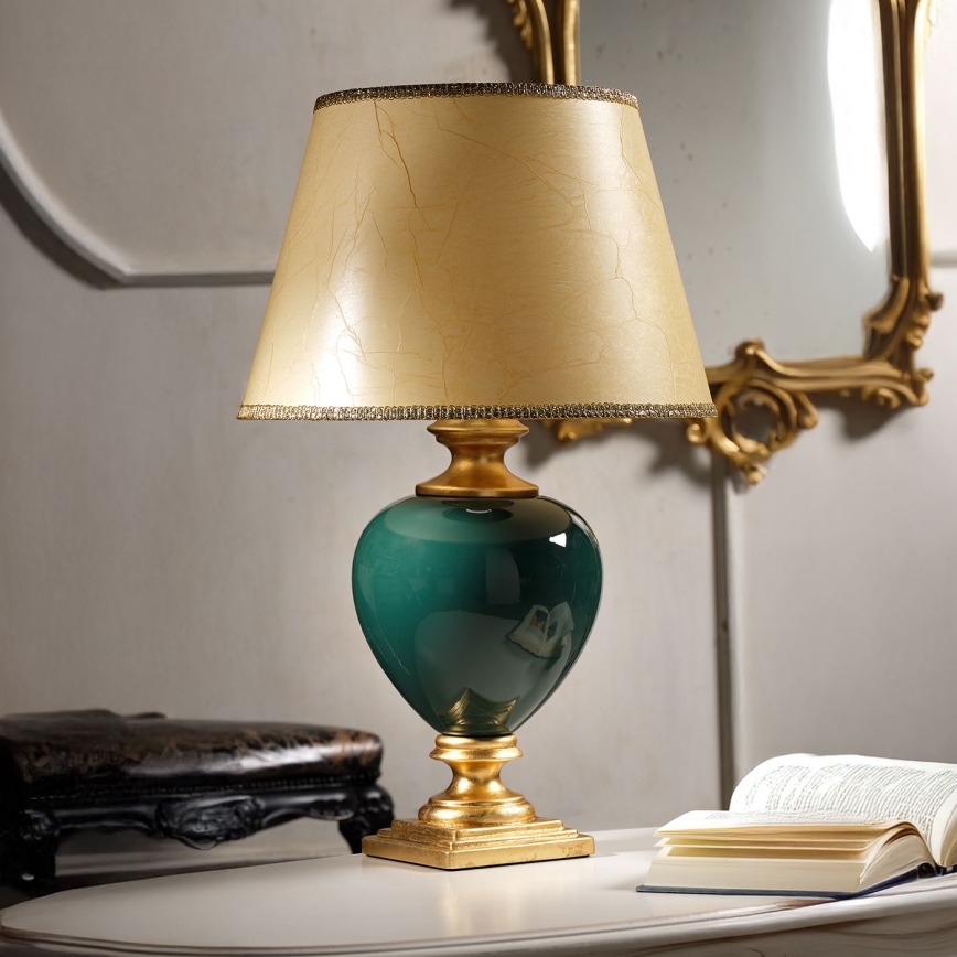 ONLI - Stolna lampa AMADEUS 1xE27/15W/230V 72 cm zelena/zlatna