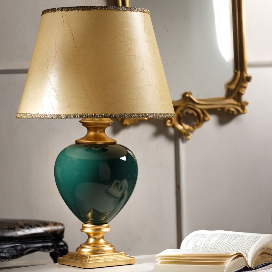 ONLI - Stolna lampa AMADEUS 1xE27/15W/230V 72 cm zelena/zlatna