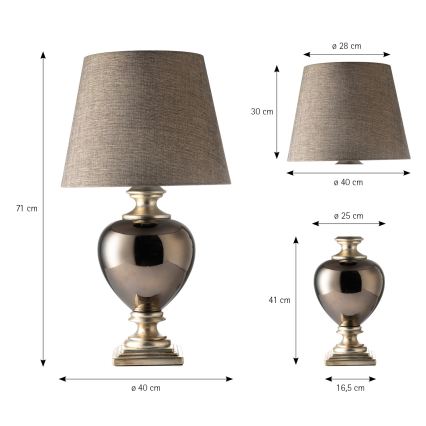 ONLI - Stolna lampa AMADEUS 1xE27/15W/230V siva