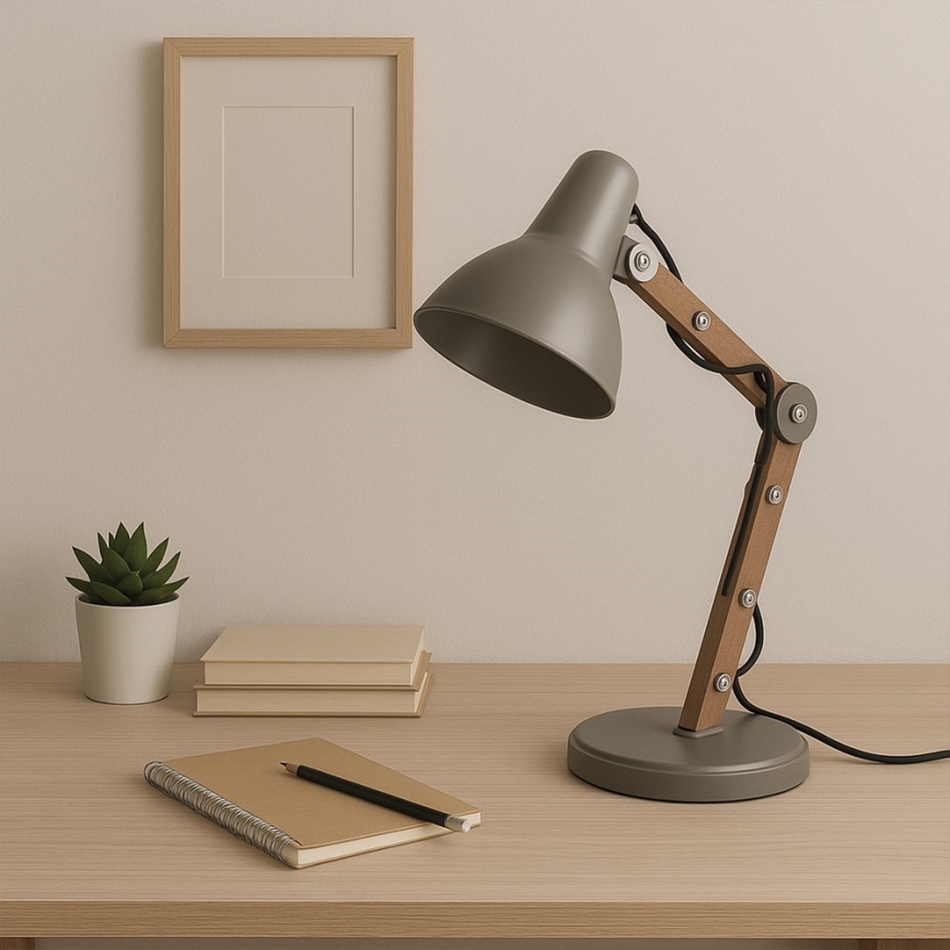 ONLI - Stolna lampa ARCHITETTO 1xE27/22W/230V 62 cm siva/smeđa